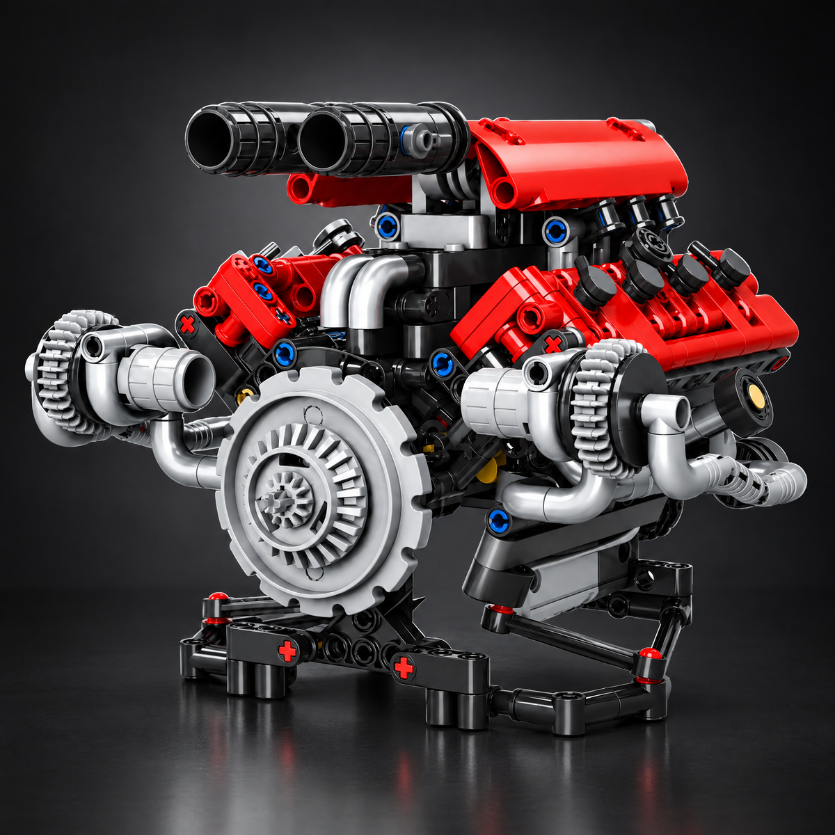 Motorised V8 Engine brick model