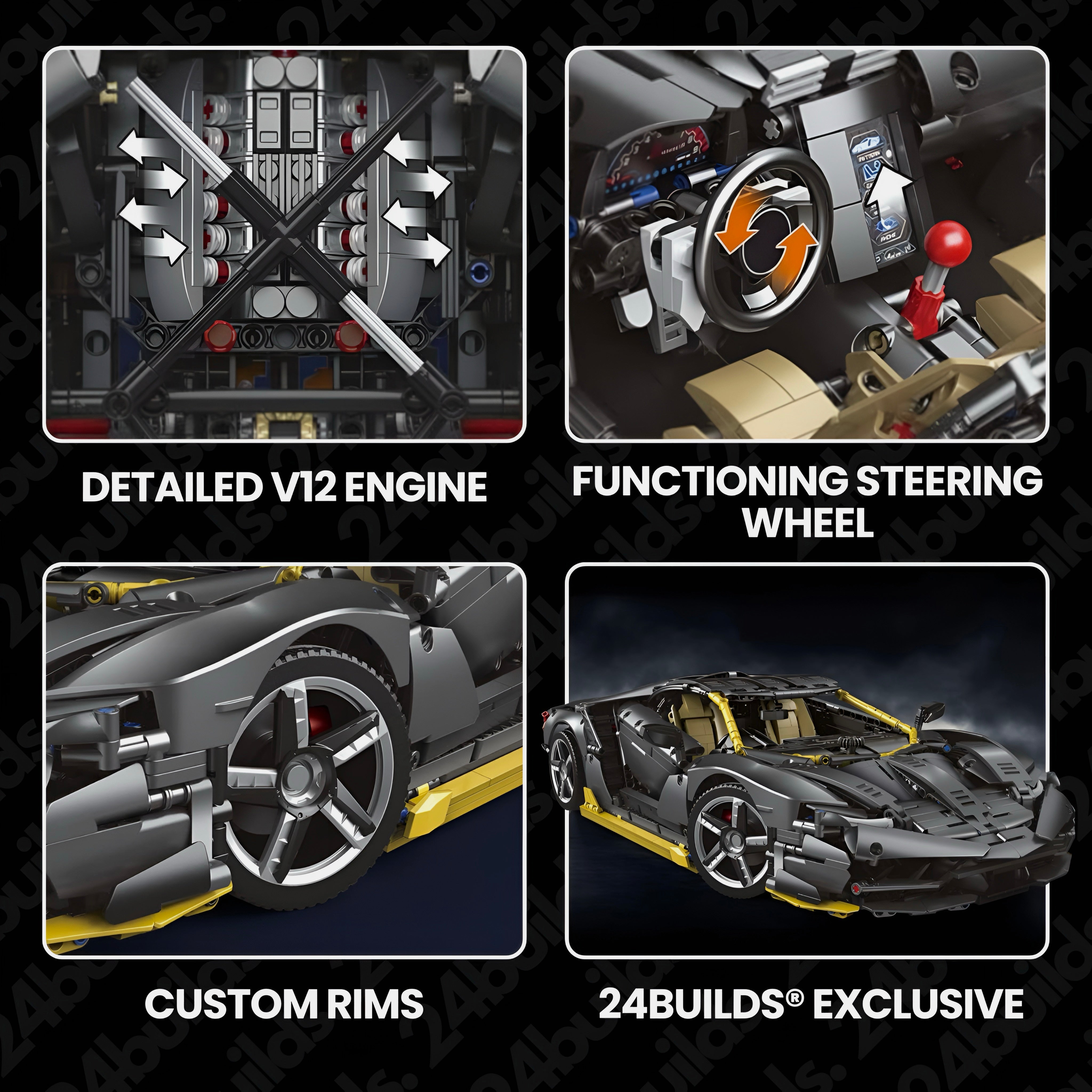 Black Edition Italian V12 Supercar | 3844pcs