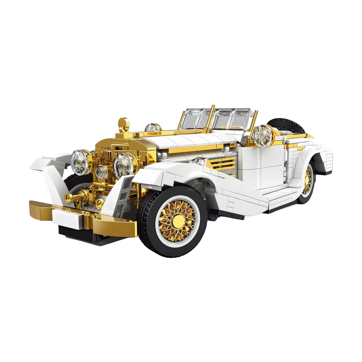 Gold-chrome accents on a 1920s grand tourer