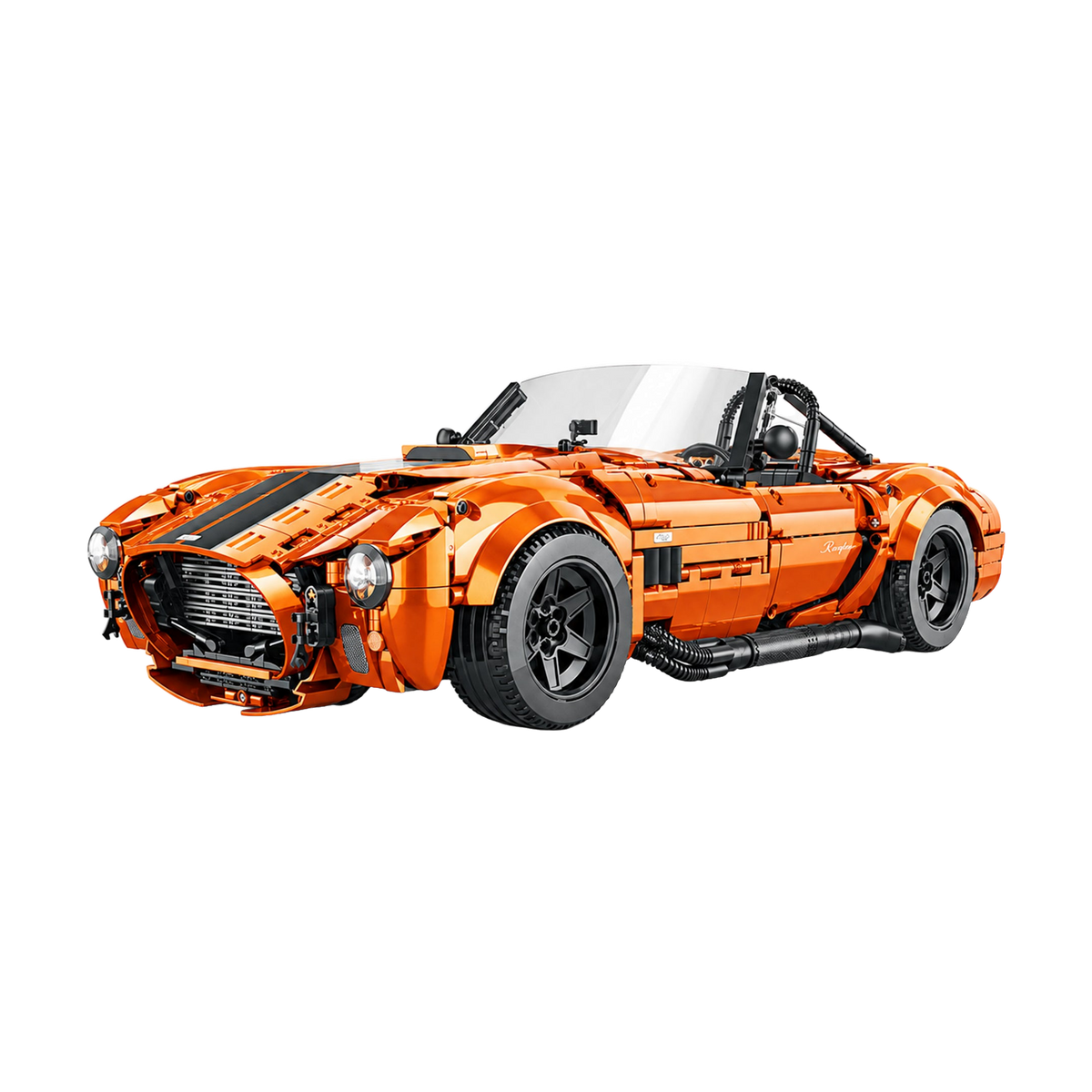 Lift the bonnet on an orange V8 roadster