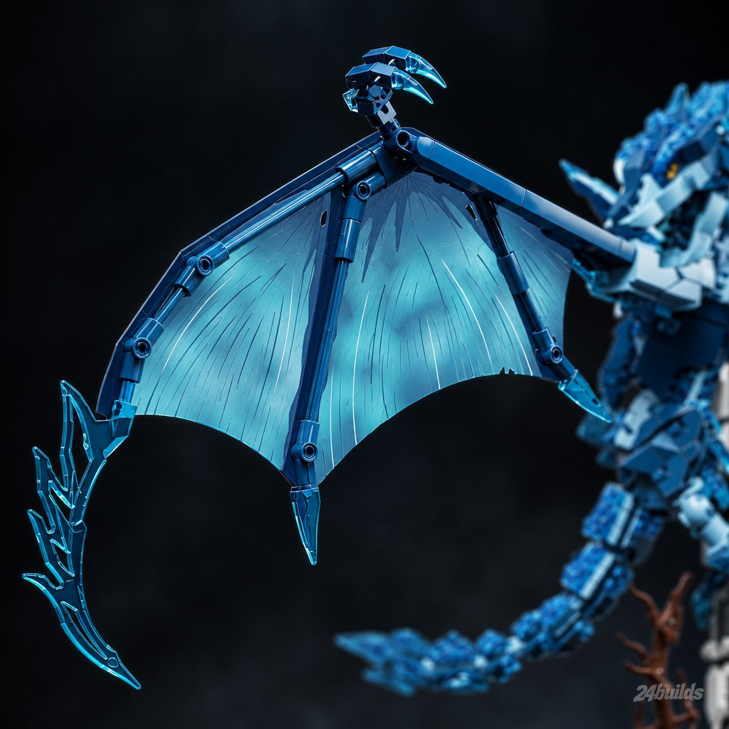 Azure Dragon brick model, translucent wing membrane