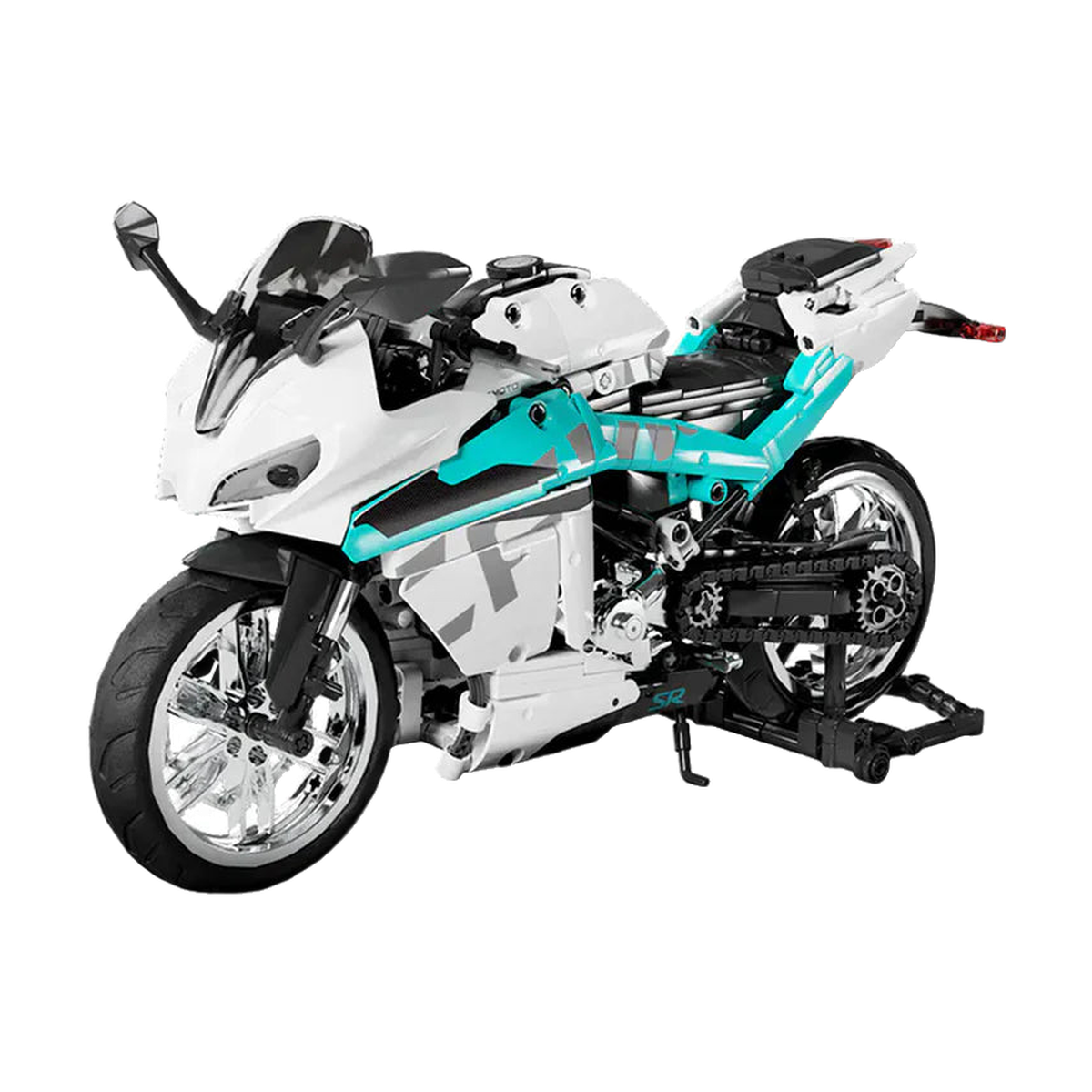 A racing bike with working steering and drivetrain