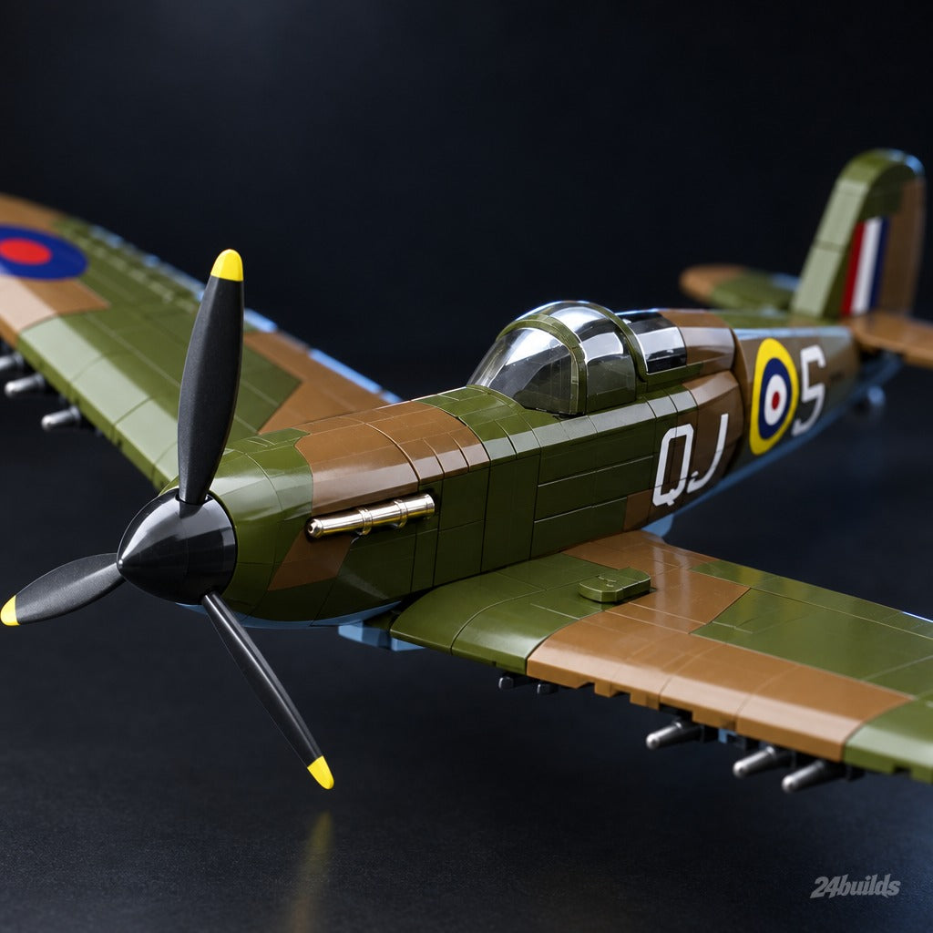 British Spitfire brick model, nose and cockpit close-up