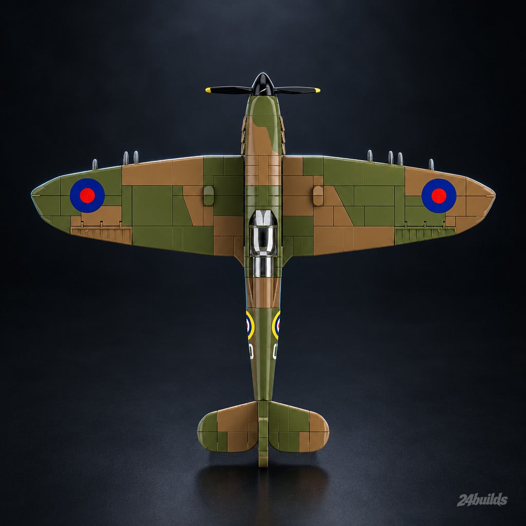 British Spitfire brick model, top view of the camouflage