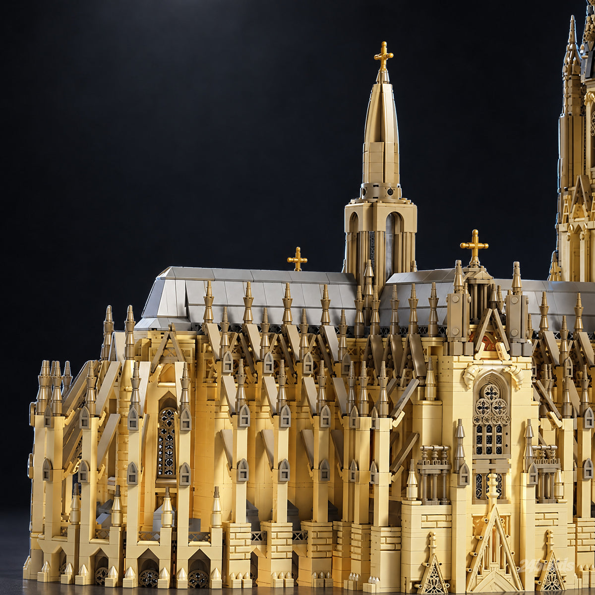 Cologne Cathedral brick model, flying buttresses along the choir under the crossing tower