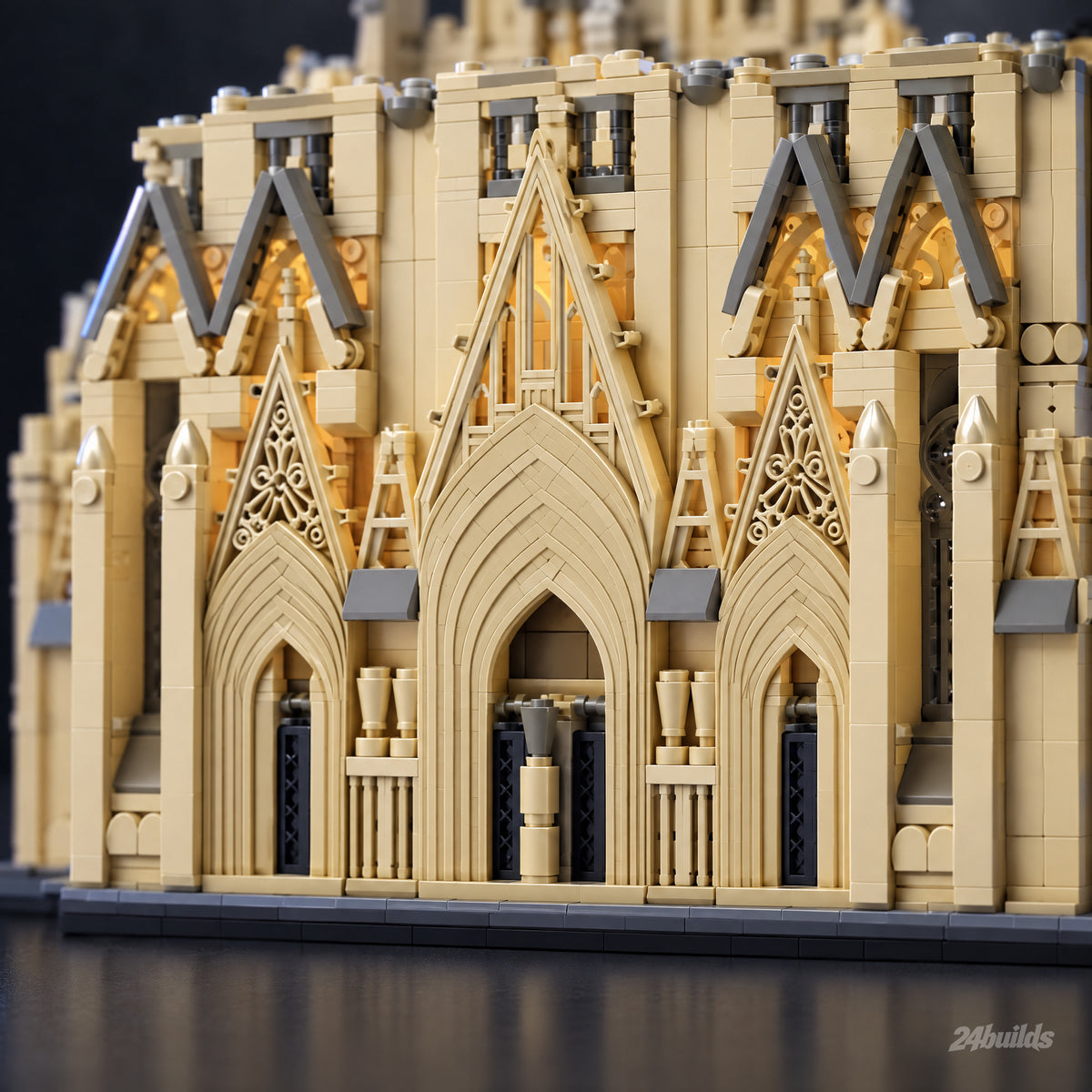 Cologne Cathedral brick model, west portal and tracery close-up