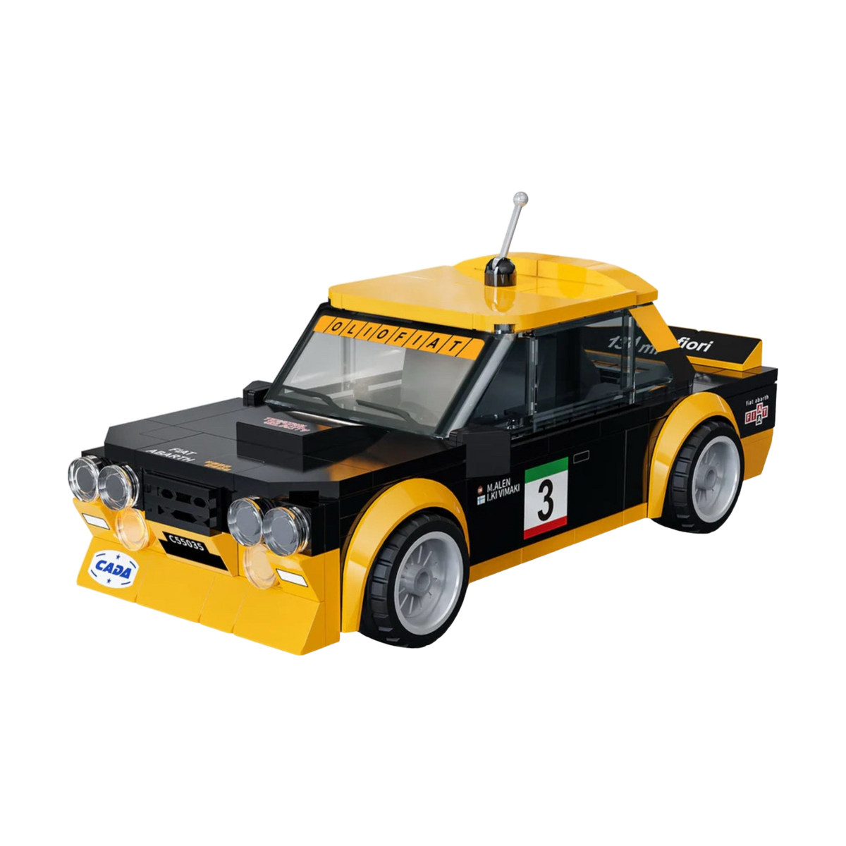 The black and yellow 131 Abarth rally livery