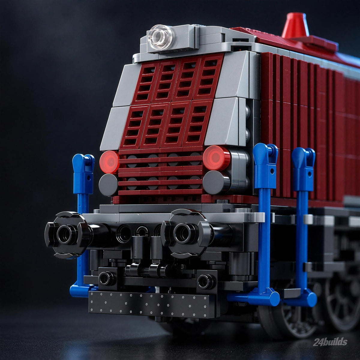 German Class 211 Diesel Locomotive brick model, radiator grille and buffer beam close-up