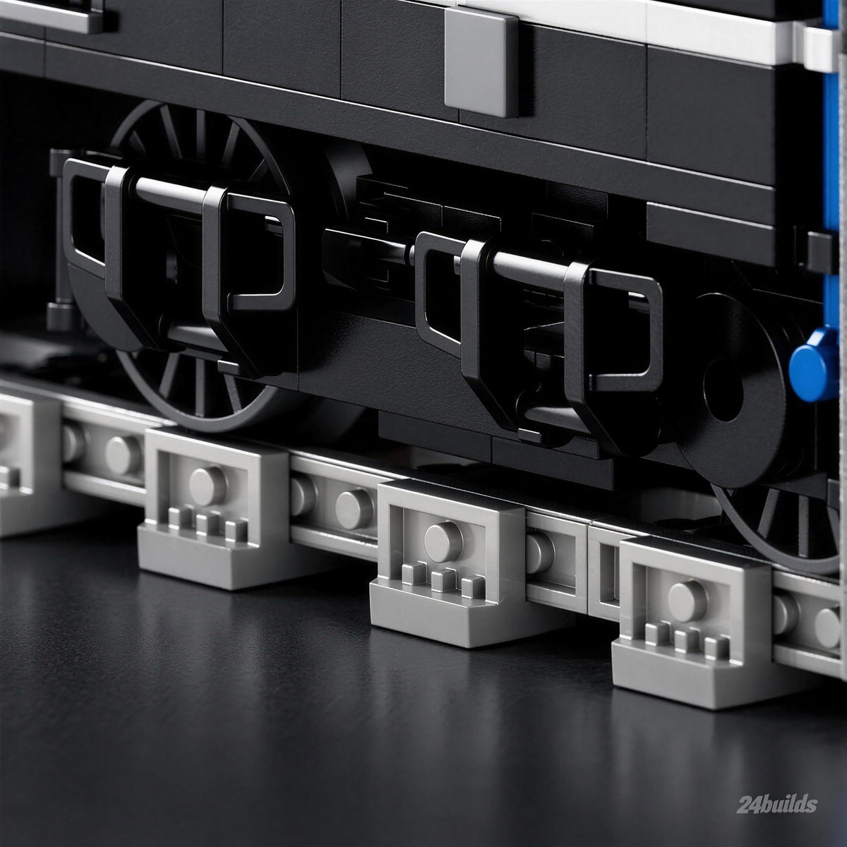 German Class 211 Diesel Locomotive brick model, bogie and chassis close-up