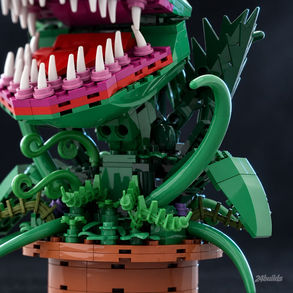 Giant Carnivorous Plant brick model, leaves and curling tendrils