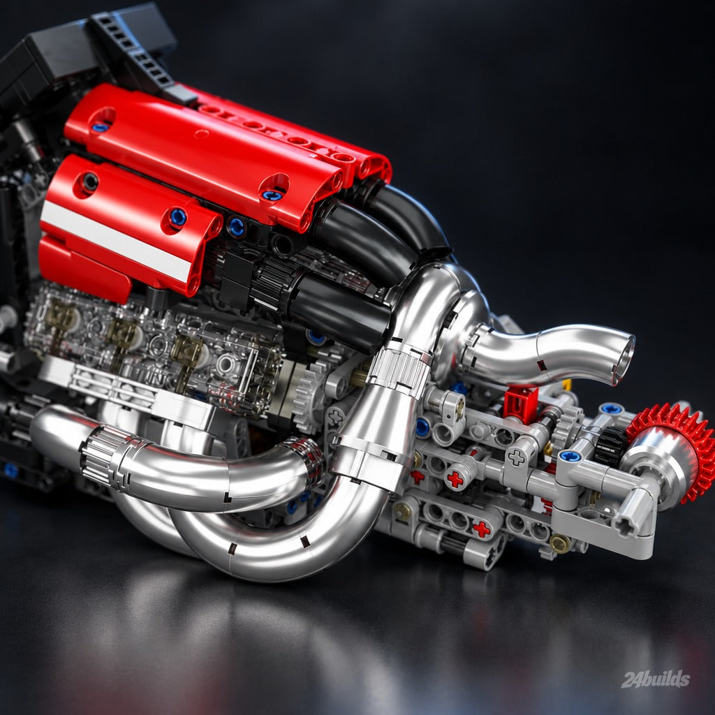 Grand Prix Motorsport Engine brick model, chrome exhaust headers