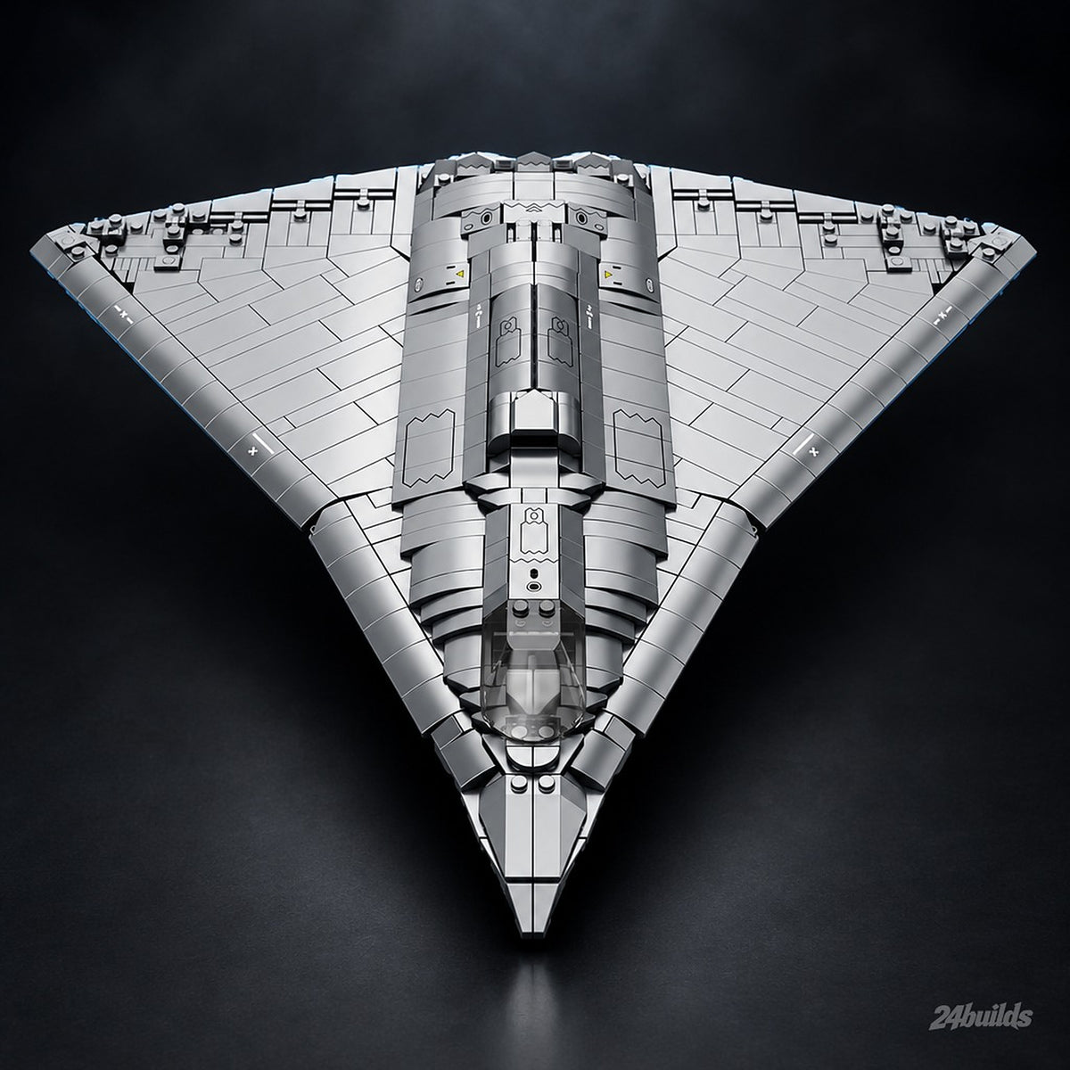 J-36 Fighter Aircraft brick model, top view of the delta wing
