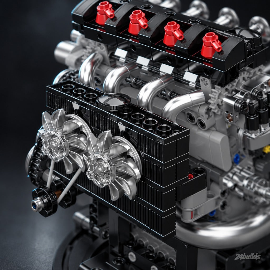 JDM Variable Valve Engine brick model, cam gears on the timing end