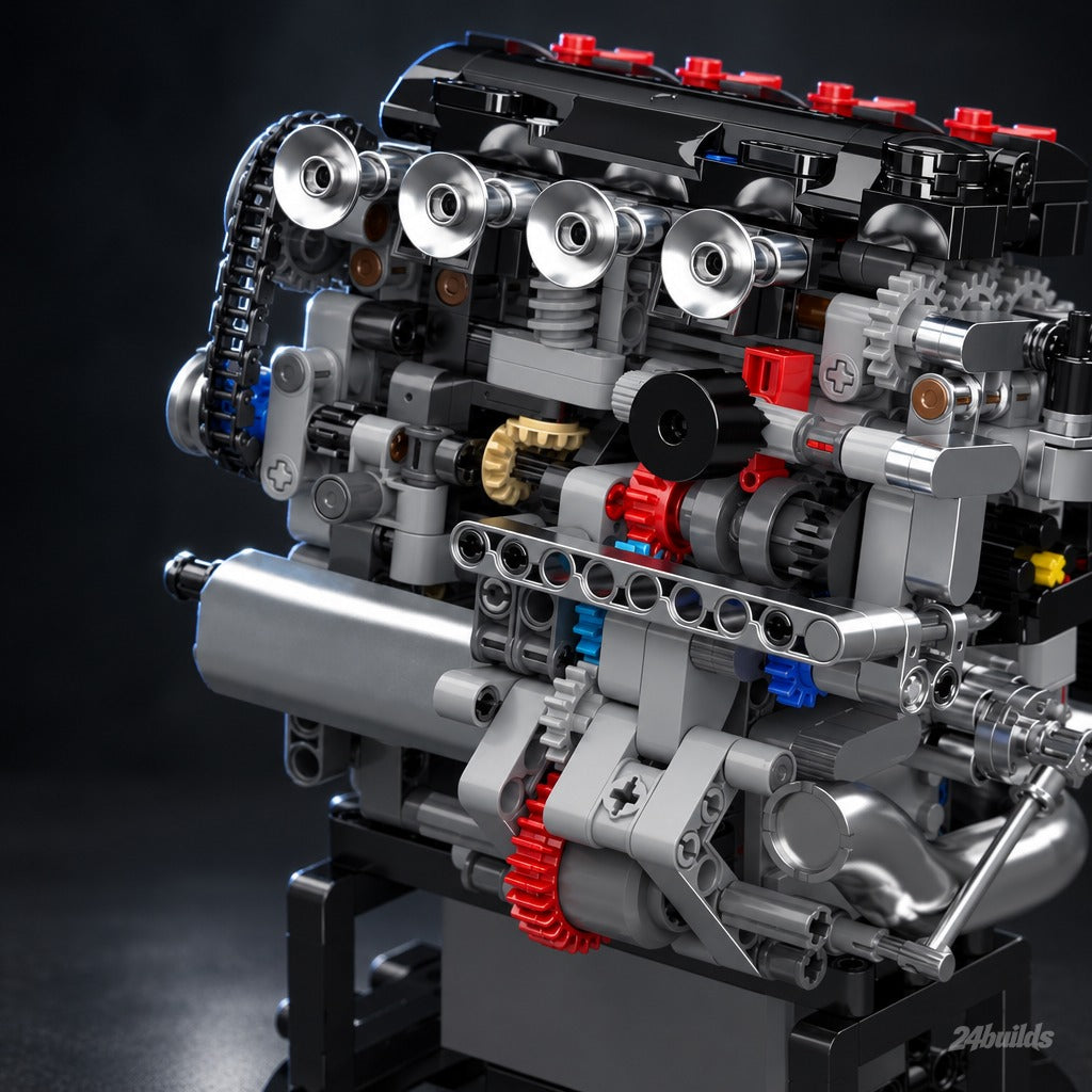 JDM Variable Valve Engine brick model, timing chain and cam pulleys