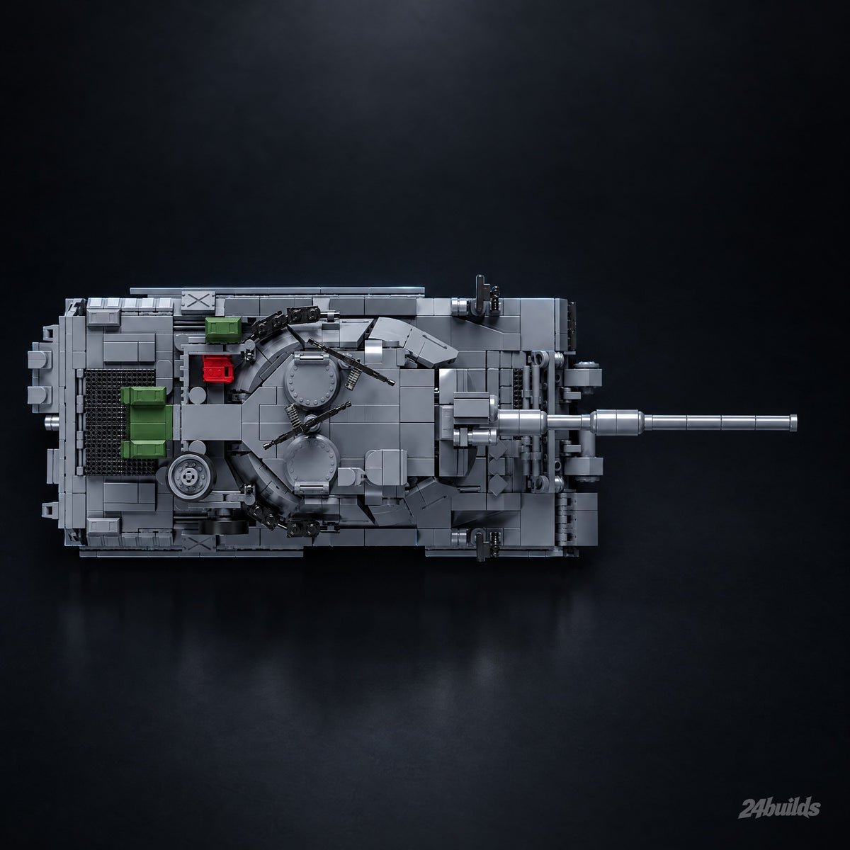 Leopard 1 Main Battle Tank brick model, top view of the turret and engine deck