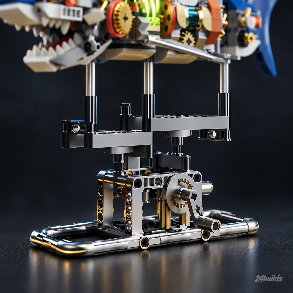 Mechanical Shark brick model, stand and gear mechanism