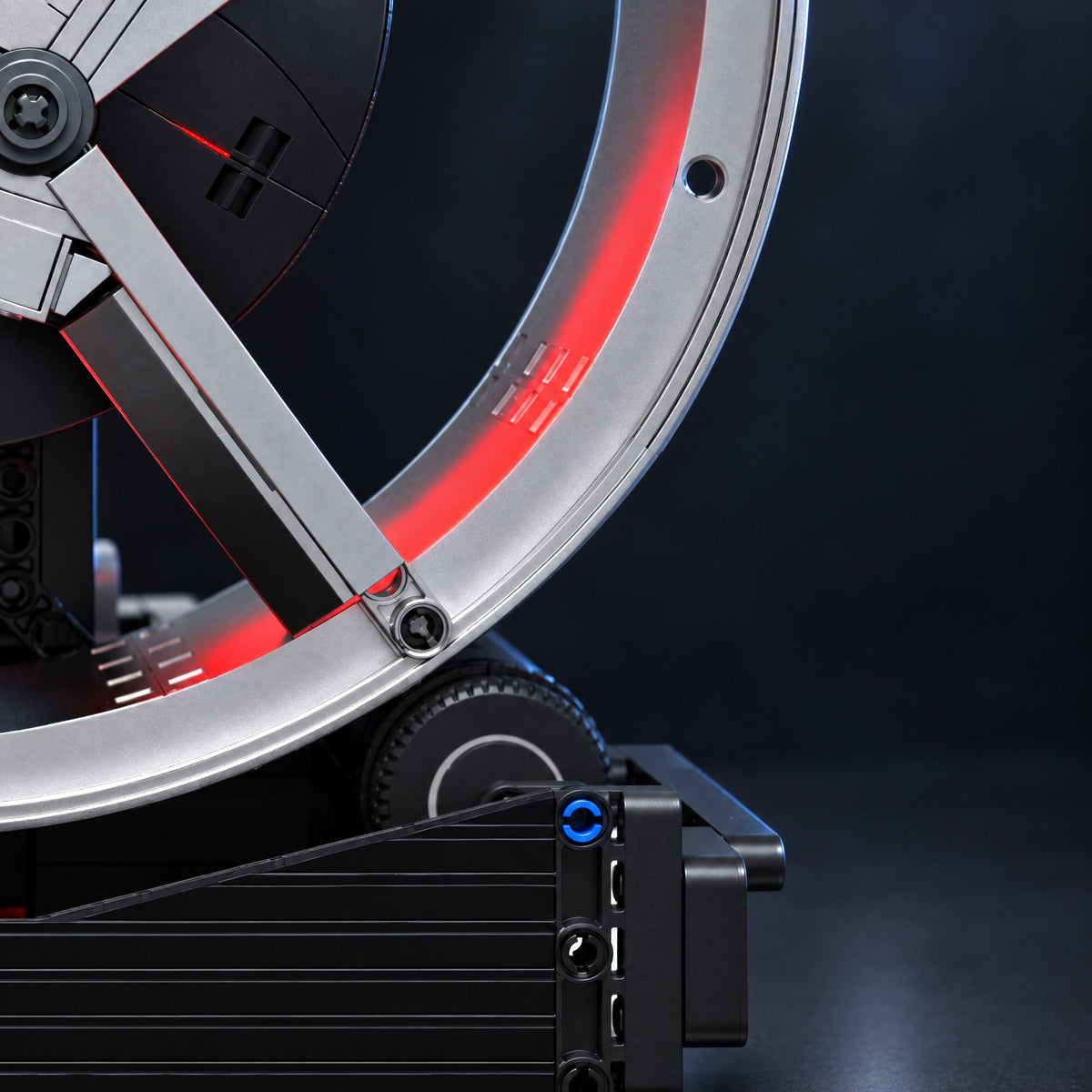 Motorised Five-Spoke Sport Wheel Hub brick model, red light inside the rim