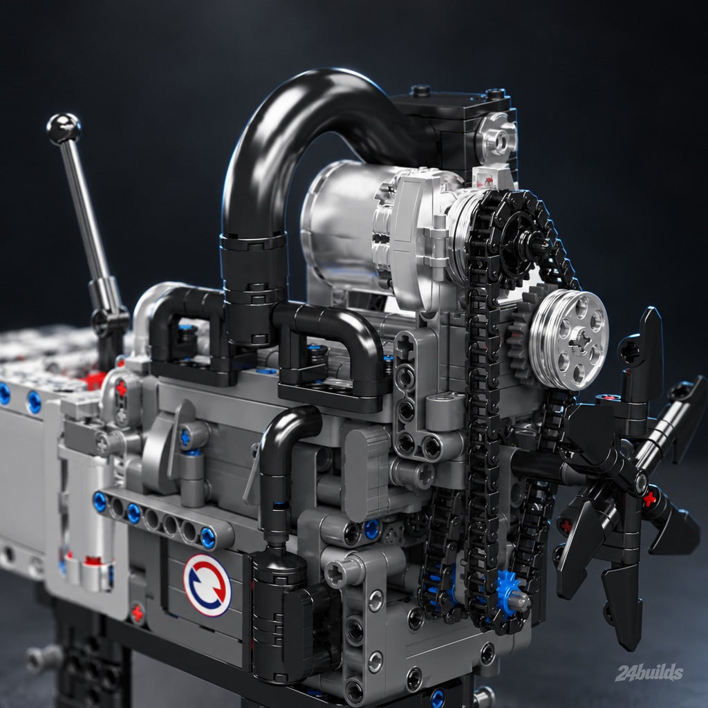 Motorised Rotary Engine brick model, curved intake over rotor housings