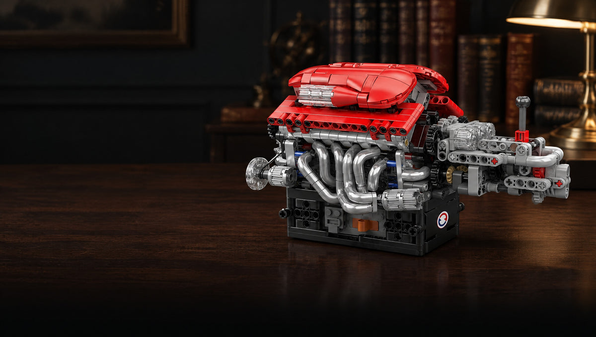 See all twelve pistons through clear heads