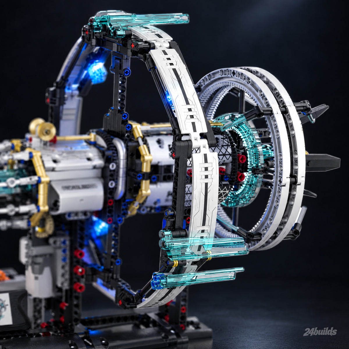 Orion Deep-Space Station: outer ring with teal bars close-up