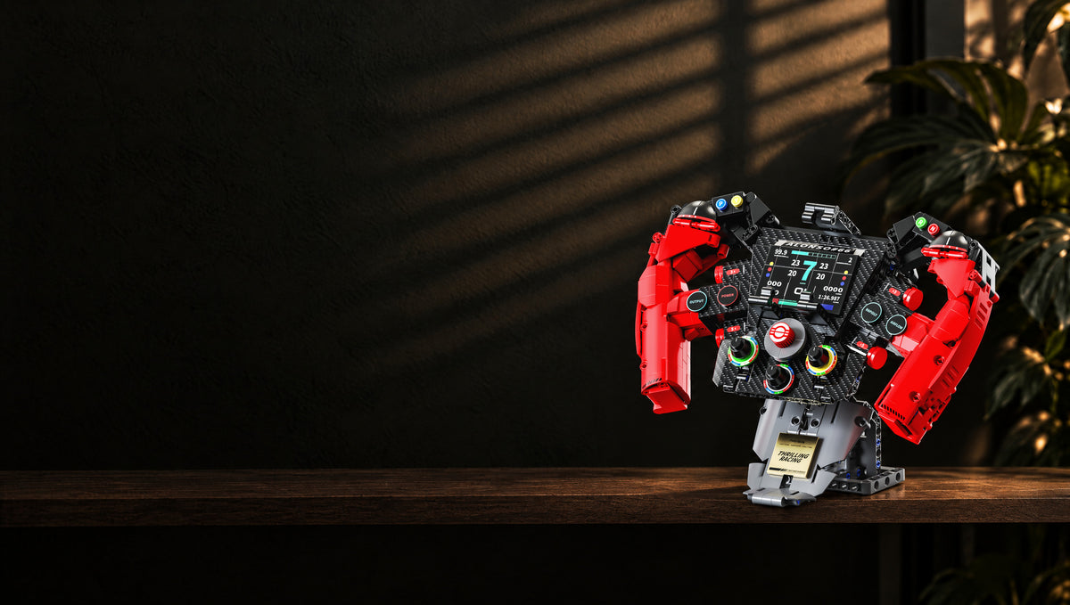 A colour display between red grips