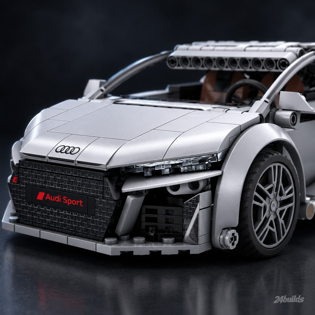 Remote Controlled Audi R8 Coupe brick model, front grille and four-ring emblem