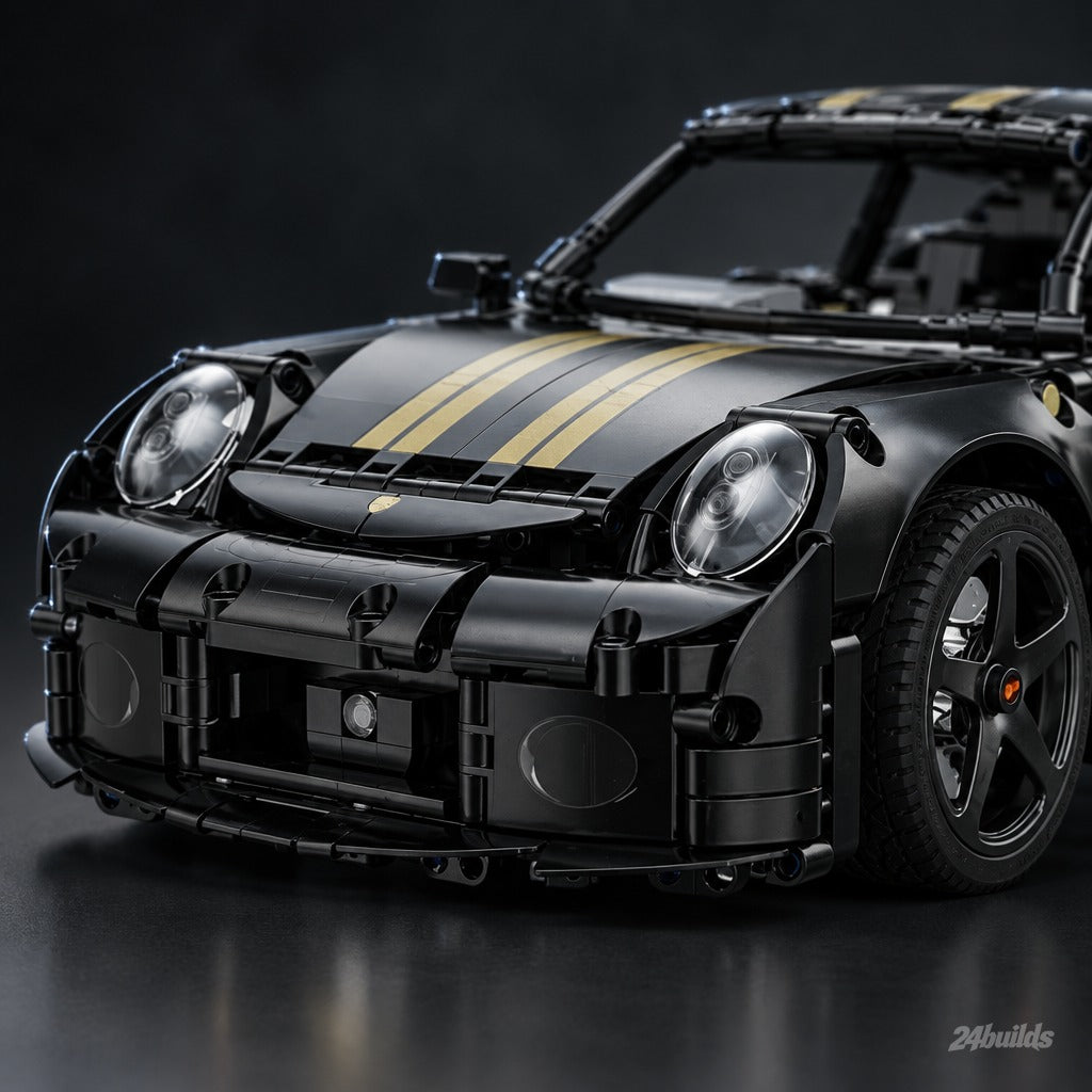 Remote Controlled RUF GT brick model, gold-striped bonnet and headlights
