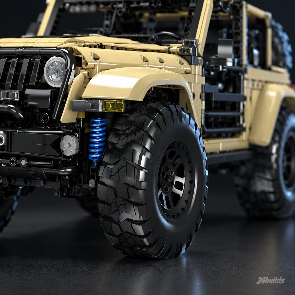 The Ultimate American Off-Roader brick model, off-road tyre and blue springs