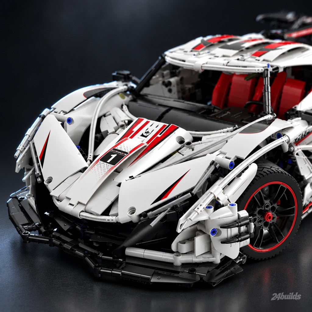 The Ultimate German V12 Aero Hypercar brick model, nose with number 1