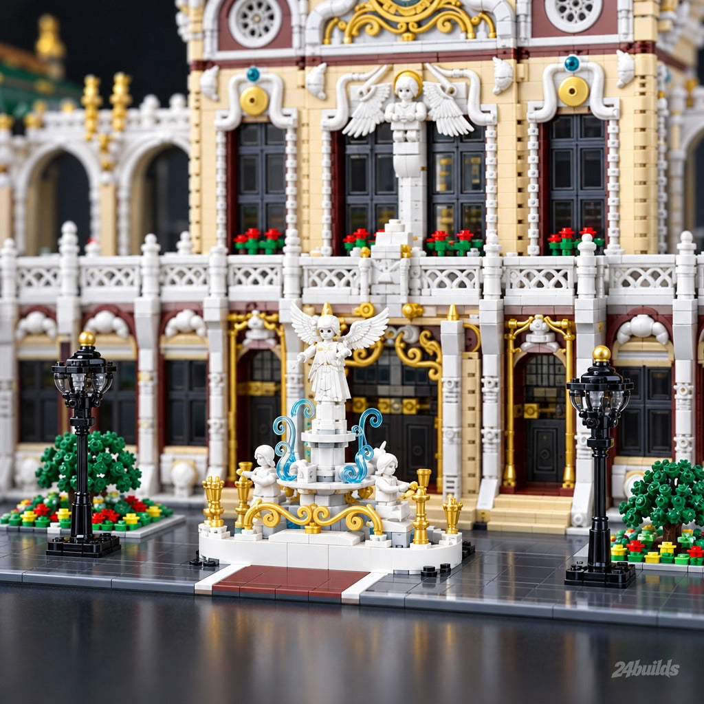 The Ultimate Grand Palace brick model, entrance, fountain and street lamps