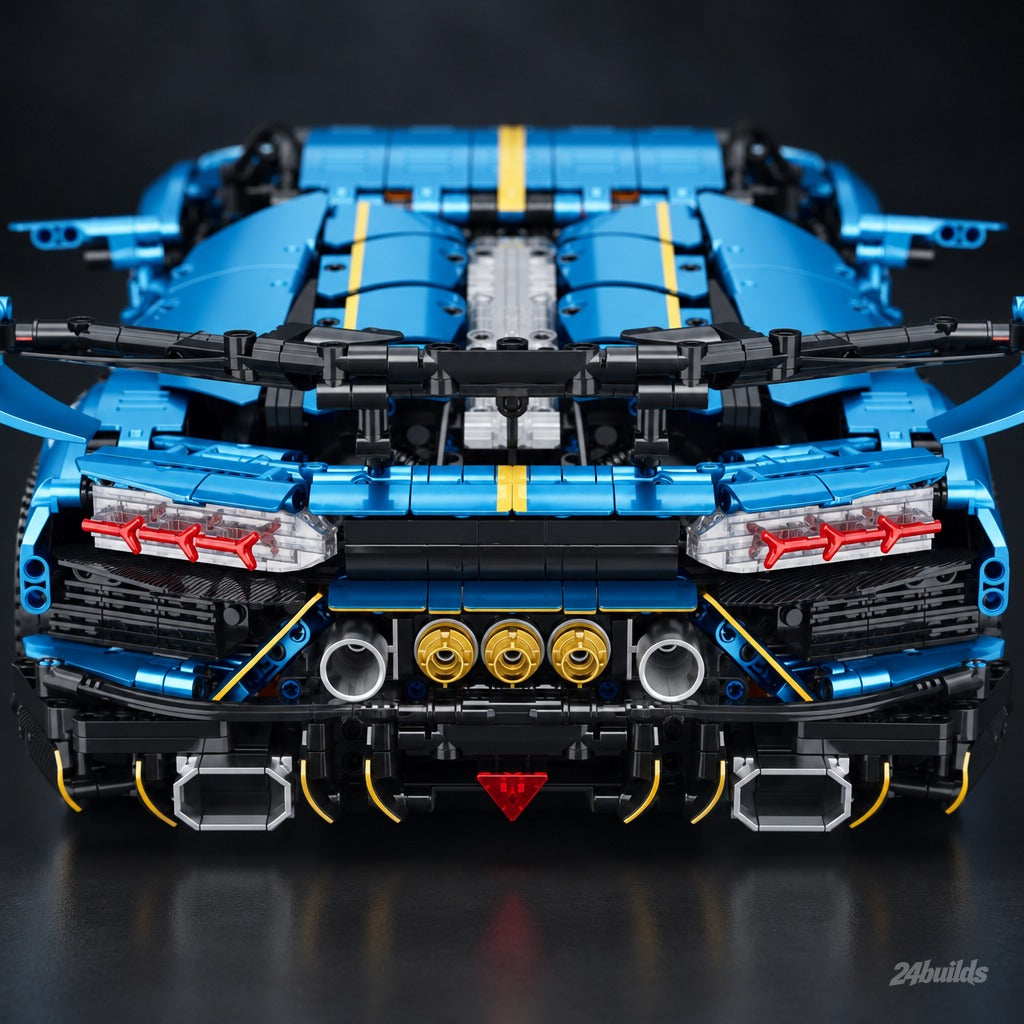 The Ultimate Italian V12 Flagship brick model, rear with triple gold exhausts