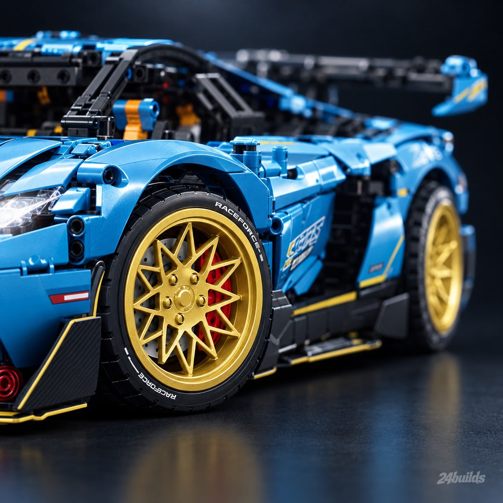 The Ultimate Italian V12 Flagship brick model, gold multi-spoke wheel