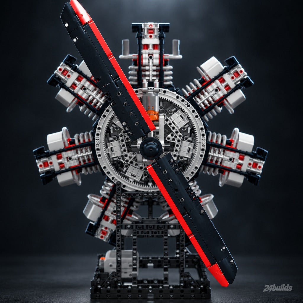 The Ultimate Radial Aircraft Engine brick model, propeller and nine-cylinder star