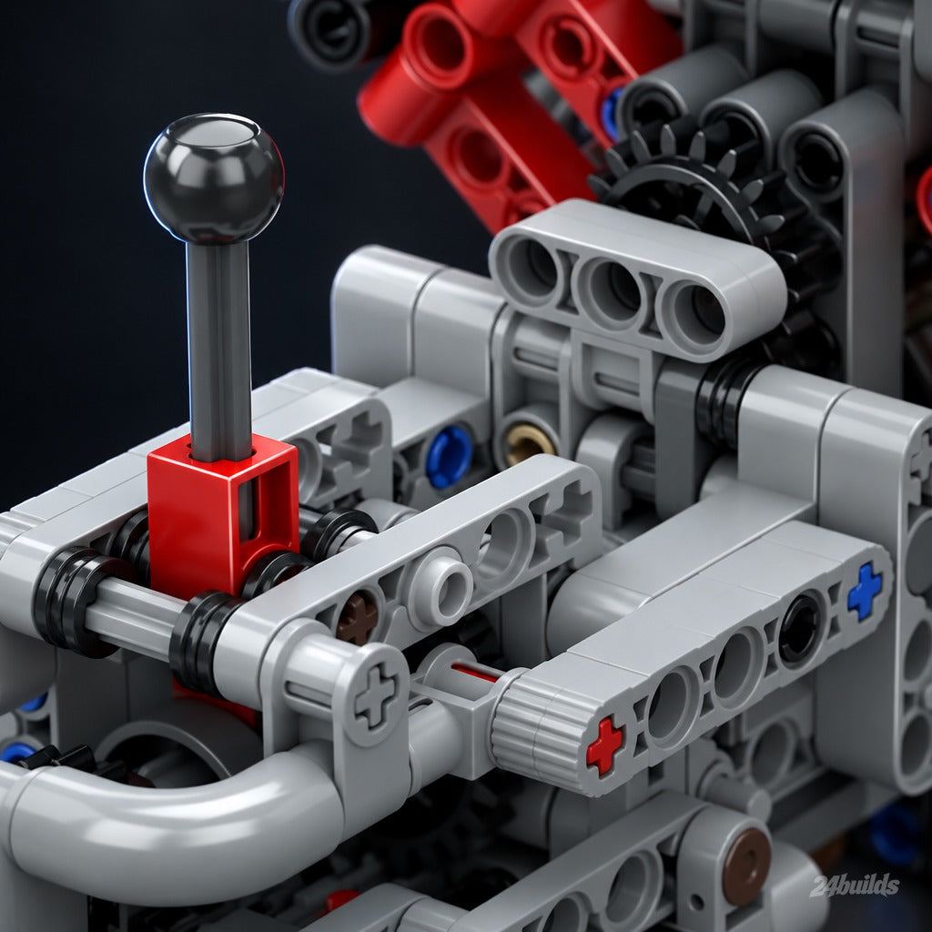 V8 Supercharger Engine brick model, gear selector close-up