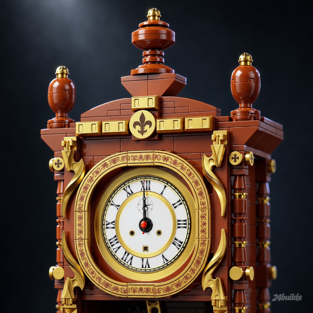 Vintage Clock brick model, dial and crown close-up
