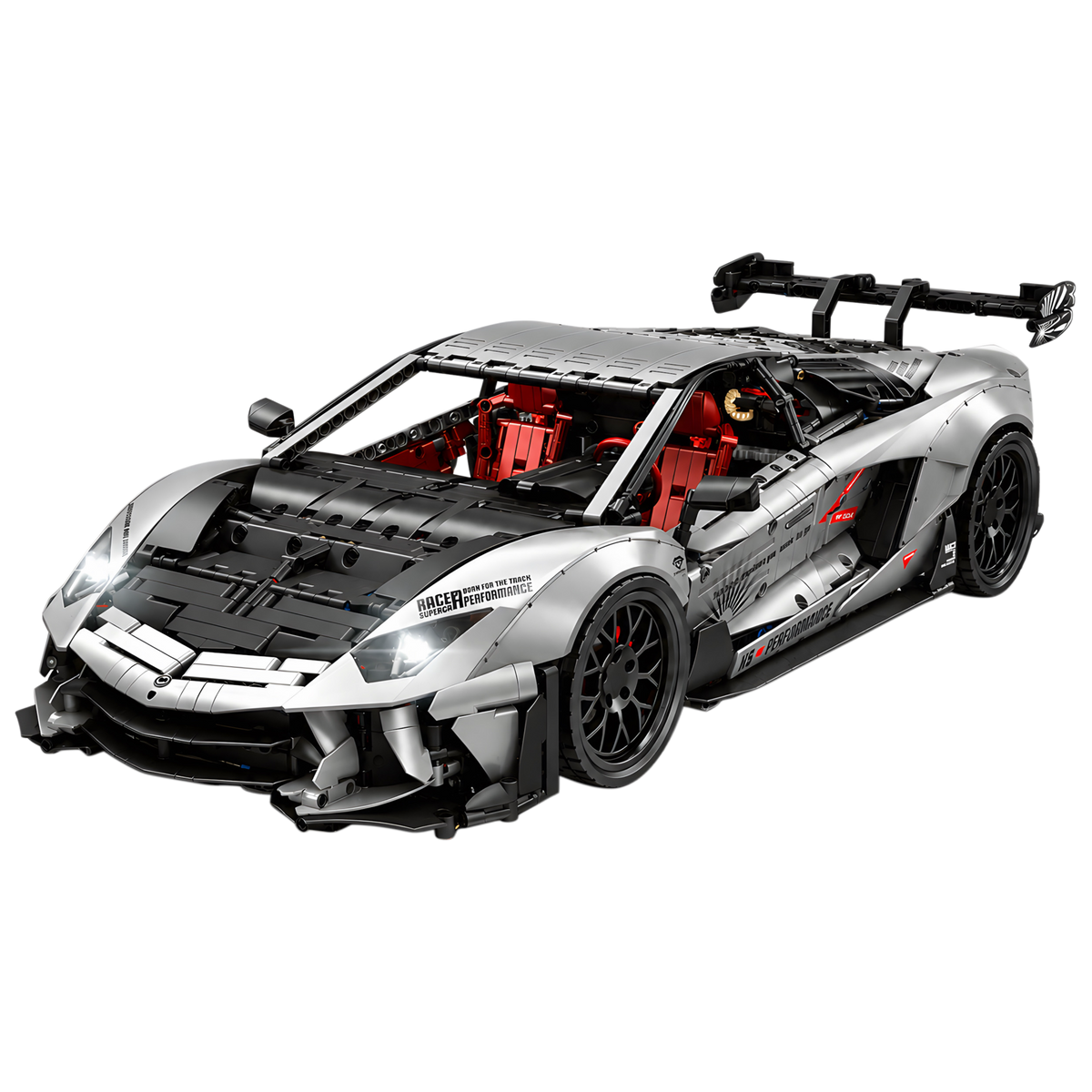 Chrome widebody panels and a towering GT wing