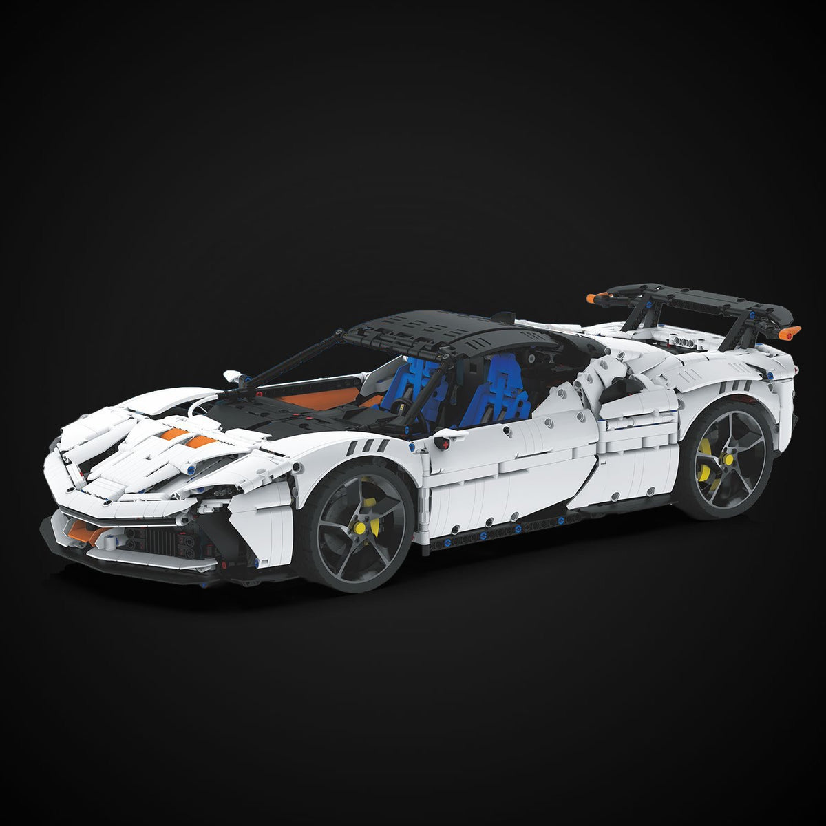 White bodywork over a detailed hybrid engine bay