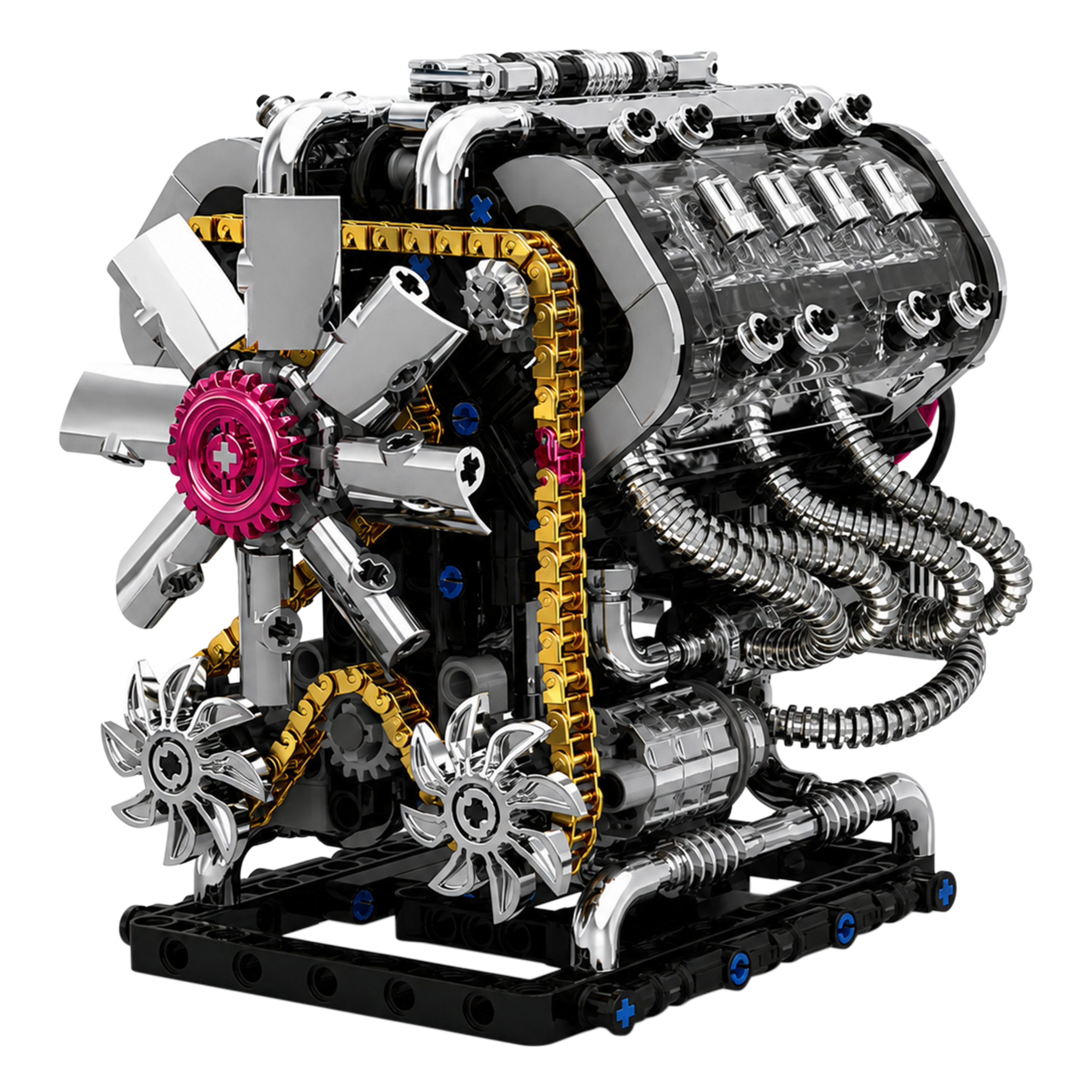 Motorised Chrome V8 GT Engine