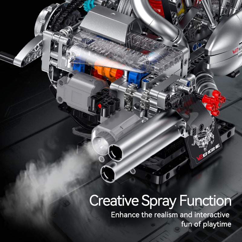 Motorised V2 Motorbike Engine | 866pcs