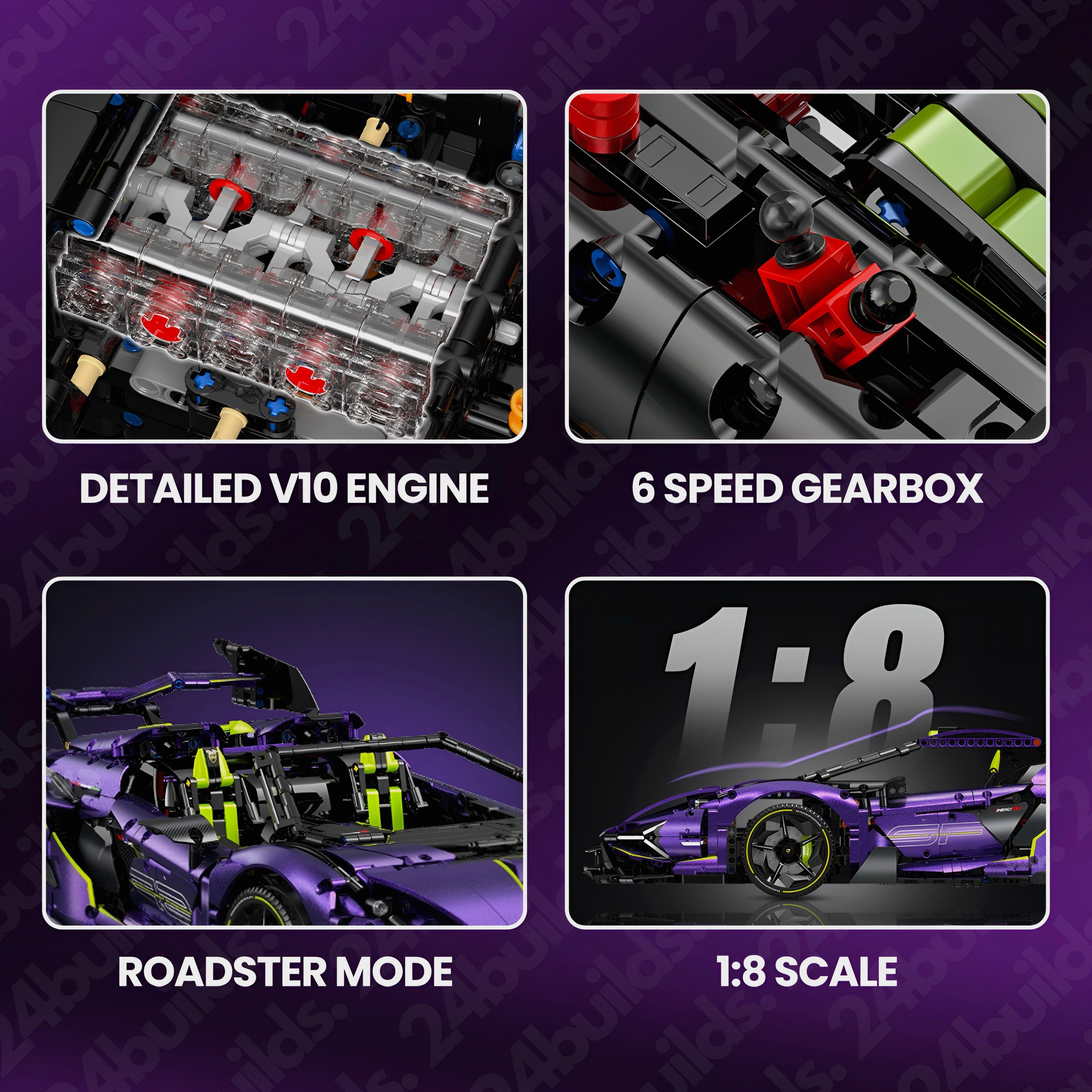 Purple Flake Edition V10 Supercar | 3658pcs