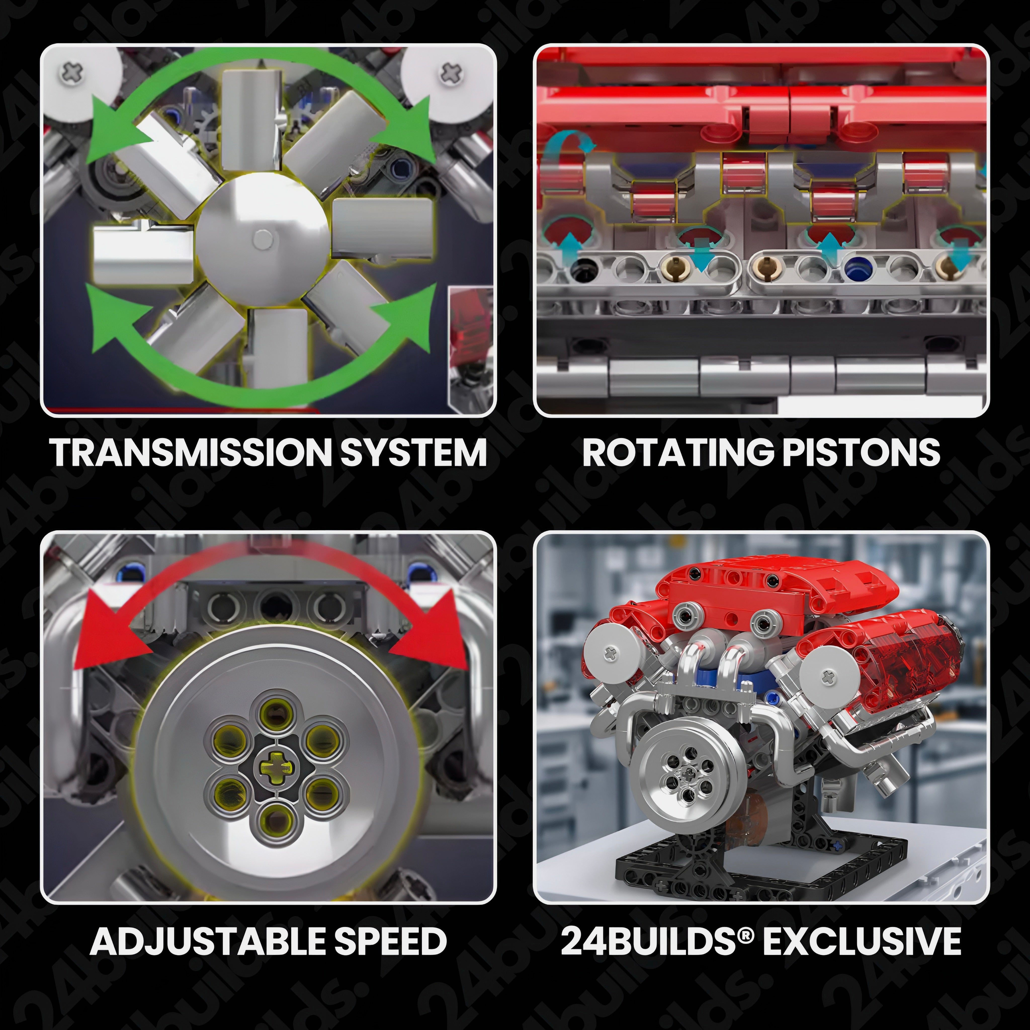 Motorised Red Edition V8 Engine | 534pcs