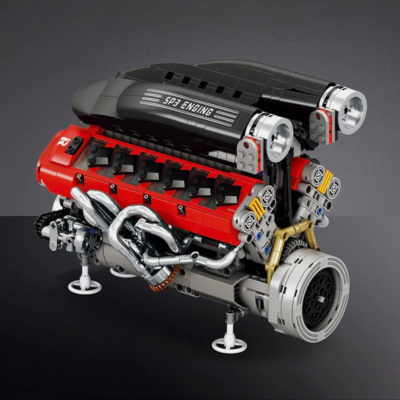 A motor turns all twelve pistons in step