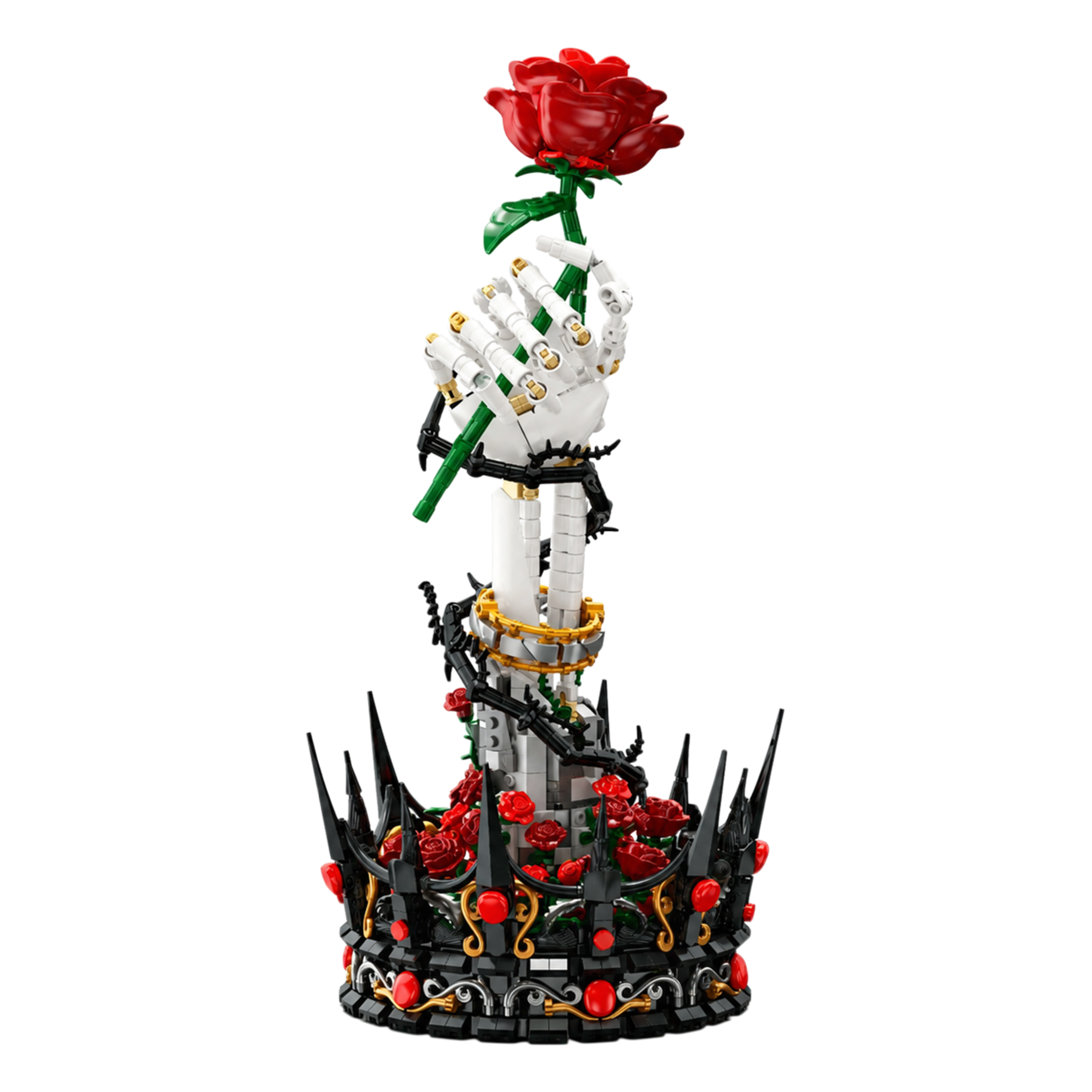 Skeletal Hand Rose Sculpture