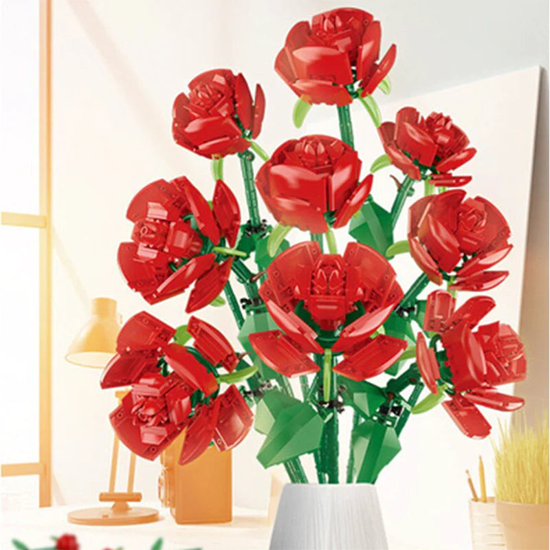 Bouquet of Nine Red Roses | 568pcs