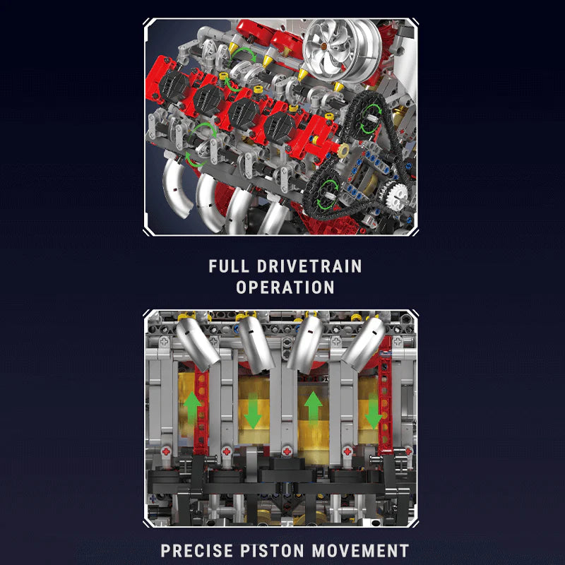 Motorised Italian V8 Engine | 2717pcs