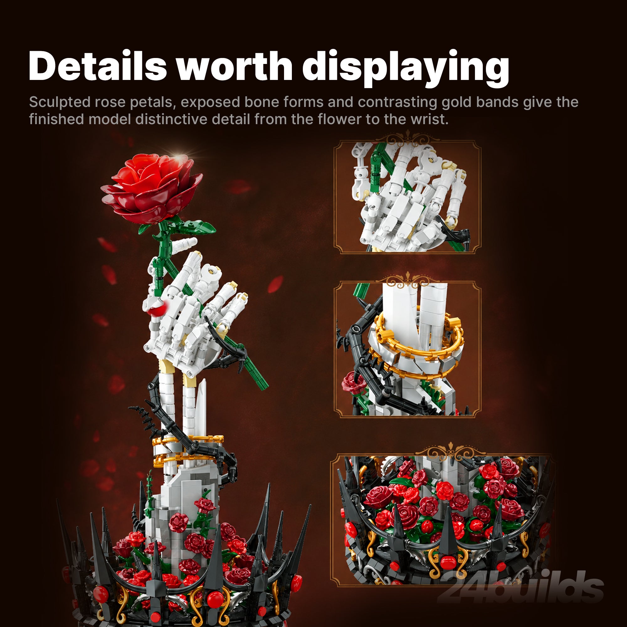Skeletal Hand Rose Sculpture