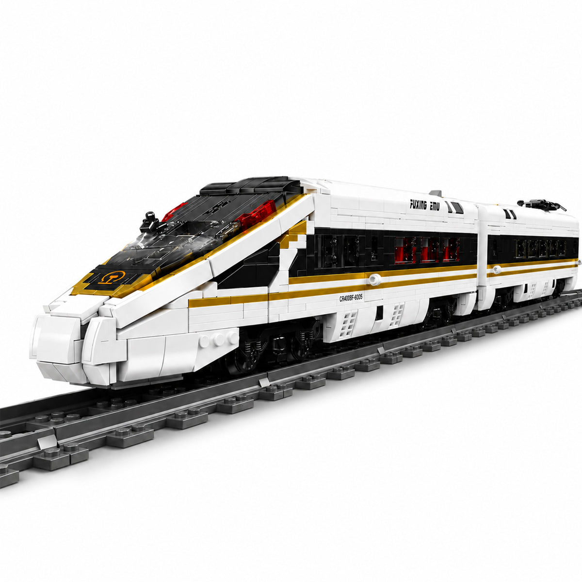A two-car train that runs its own oval track