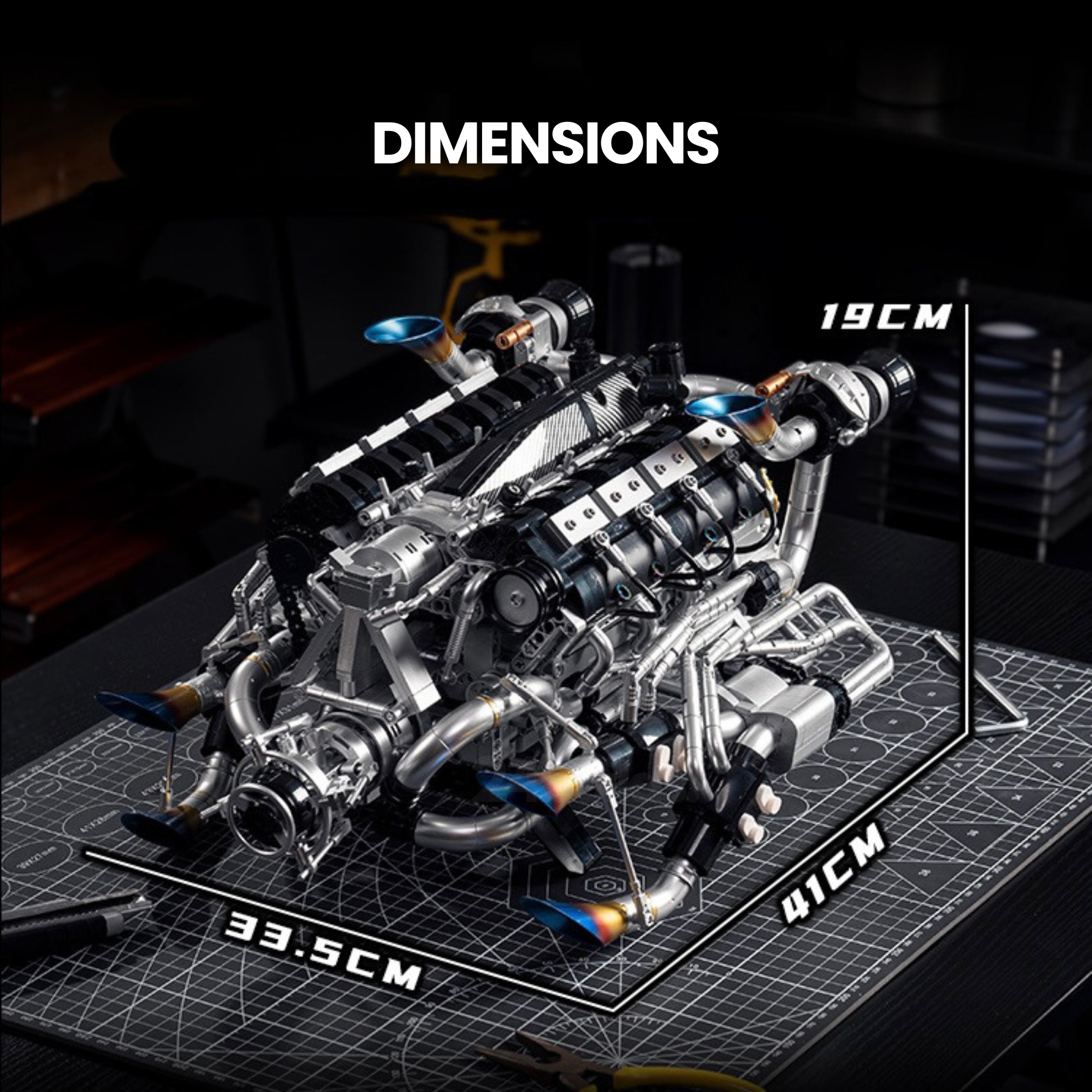 Burnt Blue V8 Performance Engine | 2774pcs