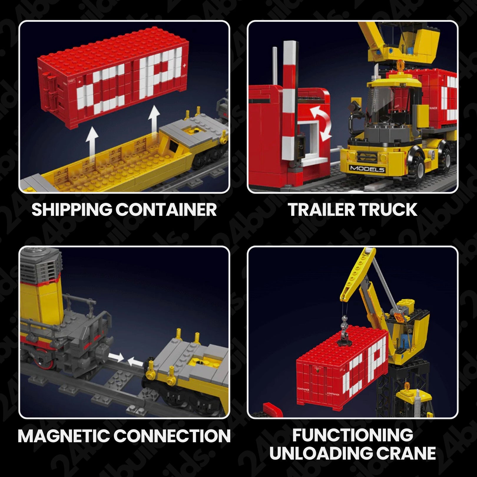 EMD SD40 Freight Train With Crane | 1170pcs