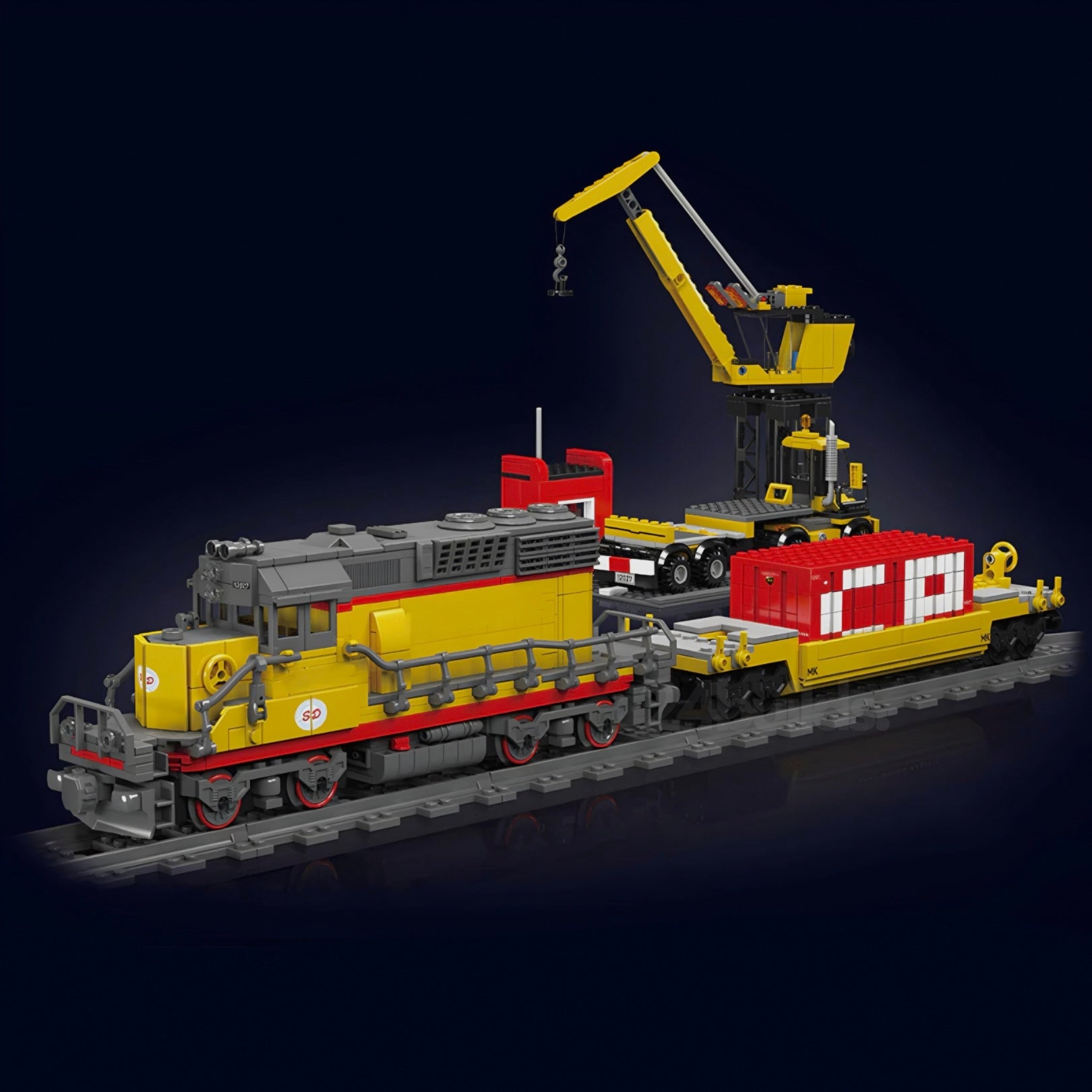 EMD SD40 Freight Train With Crane | 1170pcs